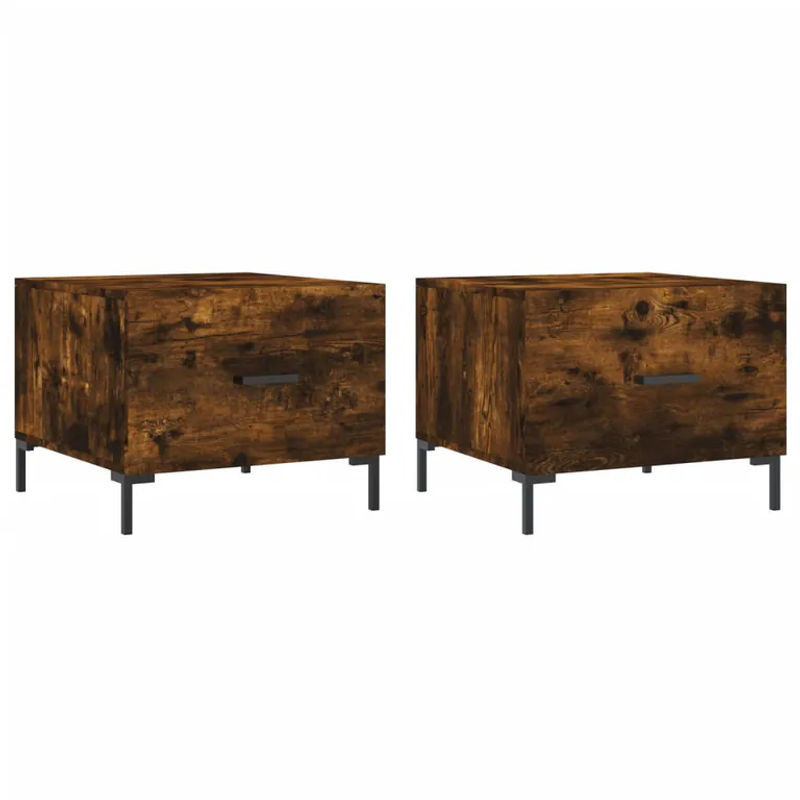 vidaxl Couchtisch Set 2 Stück im Industrial Design aus Metall und Verbundstoff, Farbe: Braun, B/T/H: 50 x 50 x 40 cm - Bild 1