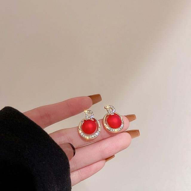 Ohrstecker Kupferlegierung, Rot, Kristall, Weiß, Damen - Bild 1