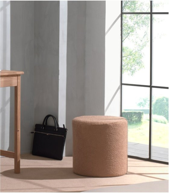Vipack Polsterhocker MOON rund in Braun mit Bouclé Stoff, Höhe: 41,5 cm - Bild 1