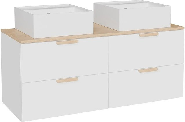 Doppelwaschtisch Avoreli aus Keramik in Weiß B: 120 cm, T: 46 cm, H: 50 cm - Bild 1