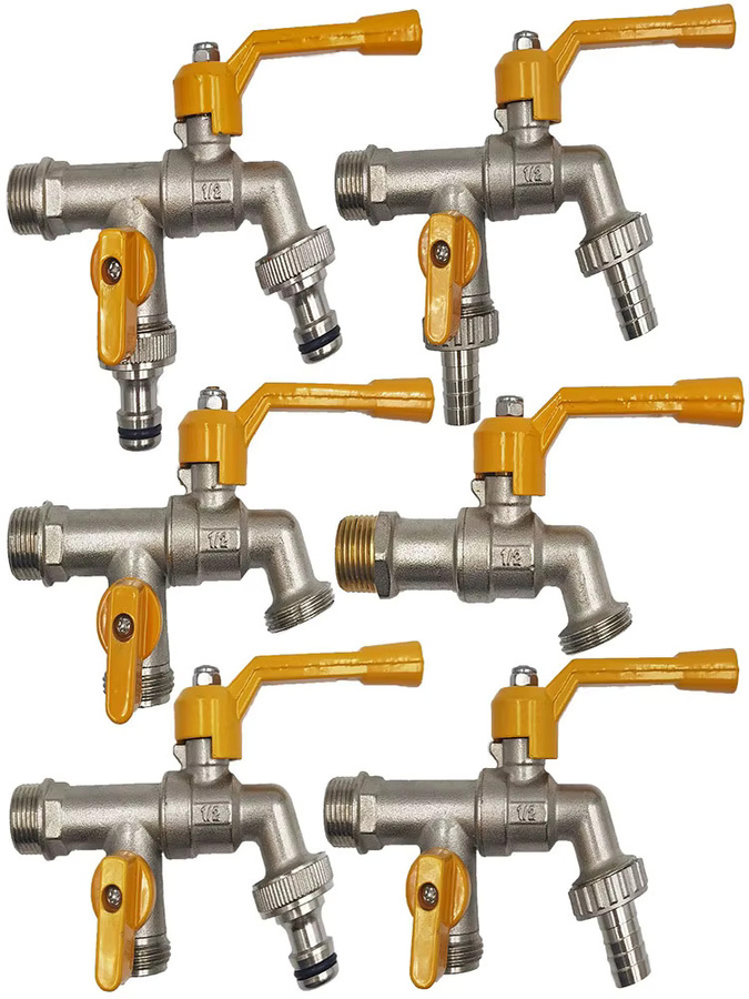 Messing Gartenschlauch-Wasserhahnadapter 1/2 Zoll IBC Wassertank-Verbinder und Kugelhahn in Gelb und Silber - Bild 5
