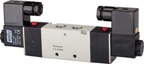 Riegler 5/2-Wegeventil elektrisch 4V, G 1/8, 230V 50 Hz, 500l/min, Silber - Bild 1