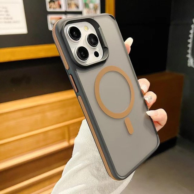 TuiYing MagSafe Handyhülle mit matter Rückseite und magnetischem Bumper für iPhone 11 bis 16 Pro Max Plus in Braun - Bild 1