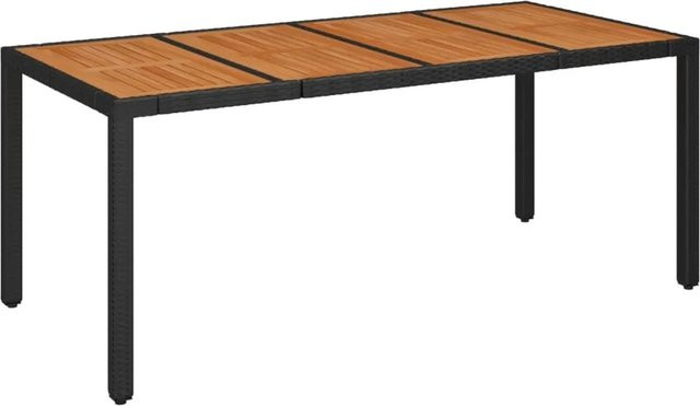 vidaXL Gartentisch aus Poly Rattan und Akazienholz in Schwarz, B/T/H: 190 x 90 x 75 cm - Bild 1