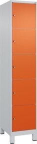 C+P Schließfachschrank Classic PLUS mit Füßen, 1 Abteil, Grau mit orangefarbener Front, B/T/H: 195 x 40 x 50 cm - Bild 1