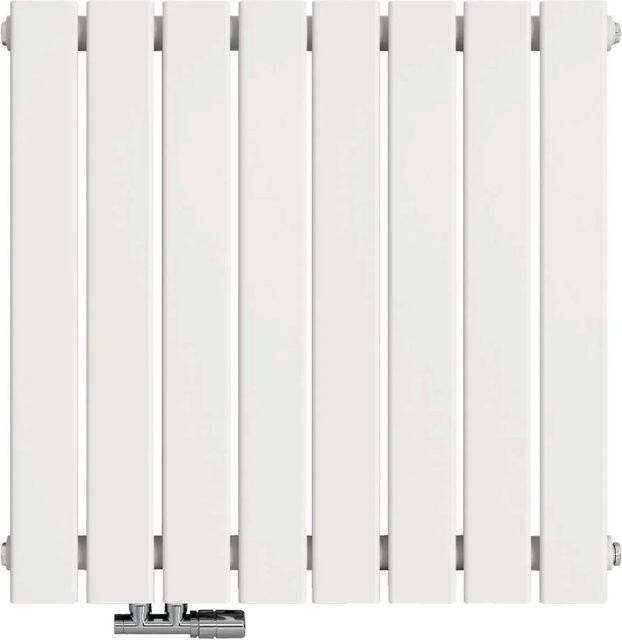 Emke Flach Paneelheizkörper Weiß, Horizontal Einlagig, B: 63 cm, H: 62 cm, 450W - Bild 1