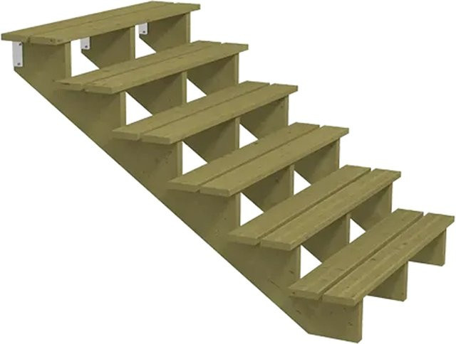 Plus A/S Terrassentreppe mit 6 Stufen aus Kiefernholz, druckimprägniert NTR Kl A, Braun, B: 151 cm, T: 105 cm, H: 120 cm - Bild 1