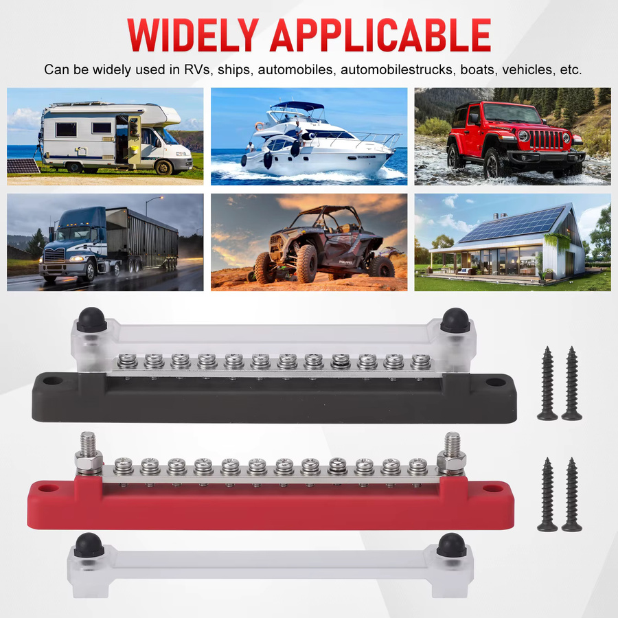 CNSPEED 12-Wege-Terminal Sammelschiene mit M6 Bolzen als Batterie Stromverteilerblock für 12 V in Rot - Bild 5