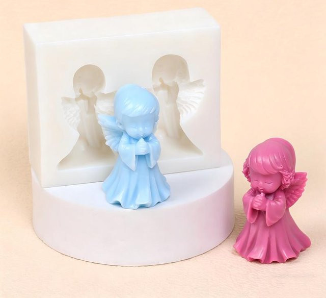 LONTL 3D Engel-Gebetsfigur Silikonform für Kerzen, Ton, Gips und Zement sowie Seifenherstellung - Bild 1
