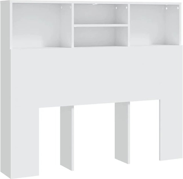 vidaXL Bett-Kopfteil mit integrierten Ablagen in Weiß, B/T/H: 120 x 19 x 103,5 cm - Bild 1