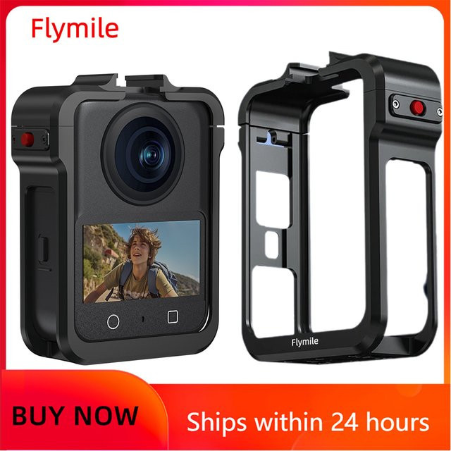 Flymile Osmo 360-Käfig-Schutzhülle für DJI Osmo 360 in Schwarz aus Aluminiumlegierung mit Kaltschuh-Erweiterungshalterung - Bild 1