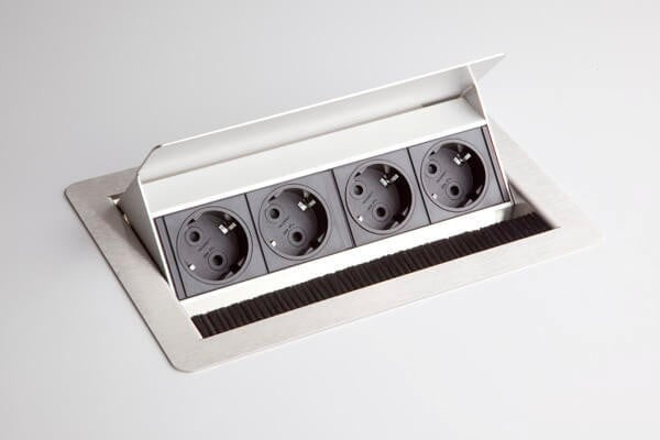 BIGBOXX Steckdosenleiste aus Edelstahl in Silber mit 4 Steckdosen und VDE-Zertifizierung - Bild 1