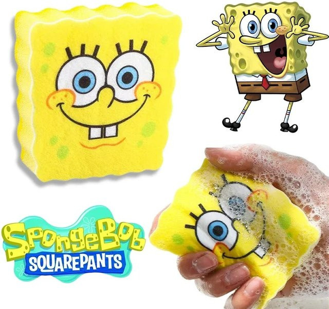 Potdemiel SpongeBob Geschirrspülschwamm in Gelb aus Naturfasern für die Küchenreinigung - Bild 1