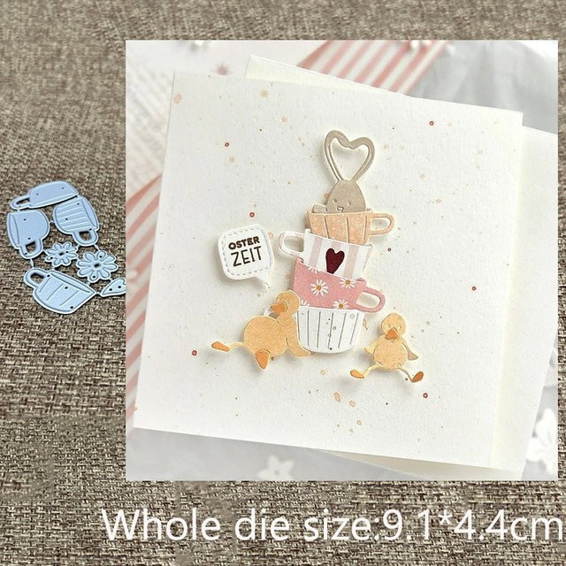 Metall-Schablonenform für Blumenbecher-Dekoration, Silberne Stanzform zum Basteln von Scrapbooks, Papierkarten und Alben - Bild 1