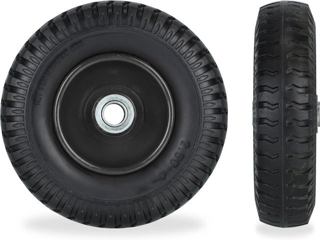 Relaxdays 2er Set Schubkarrenrad aus Vollgummi in Schwarz, Pannensicher, Durchmesser: 22 cm, Breite: 6 cm - Bild 1