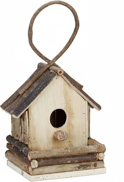 Relaxdays Vogelhaus aus Holz in Braun zum Aufhängen im rustikalen Design - Bild 1