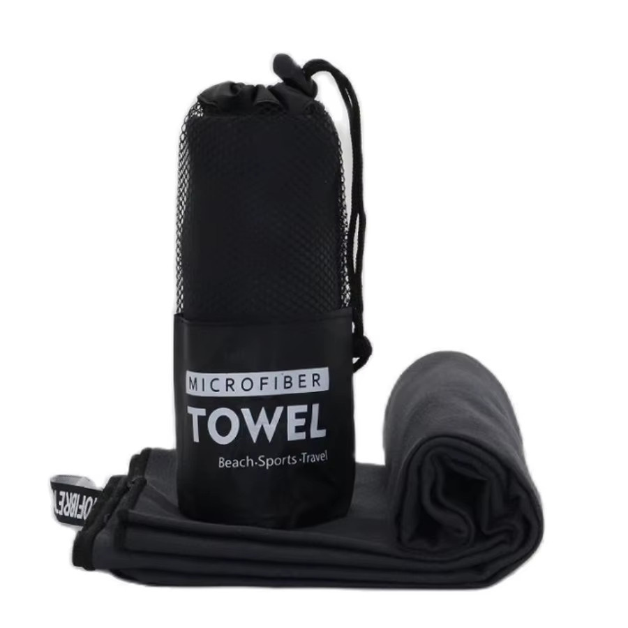 Schnell trocknendes Mikrofaser Handtuch in Schwarz für Sport, Strand und Camping - Bild 2