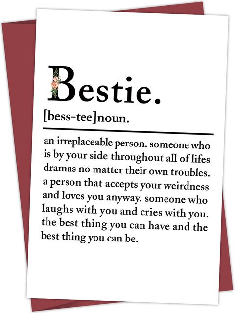 Lustige Geburtstagskarte für die beste Freundin in Weiß mit Bestie-Definition-Motiv - Bild 1