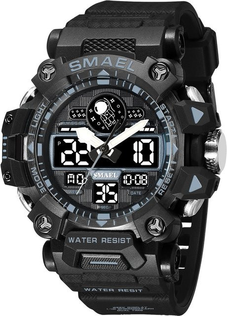 SMAEL Armbanduhr, Digitaluhr, Quarz, Kunststoff, Schwarz, Herren - Bild 1