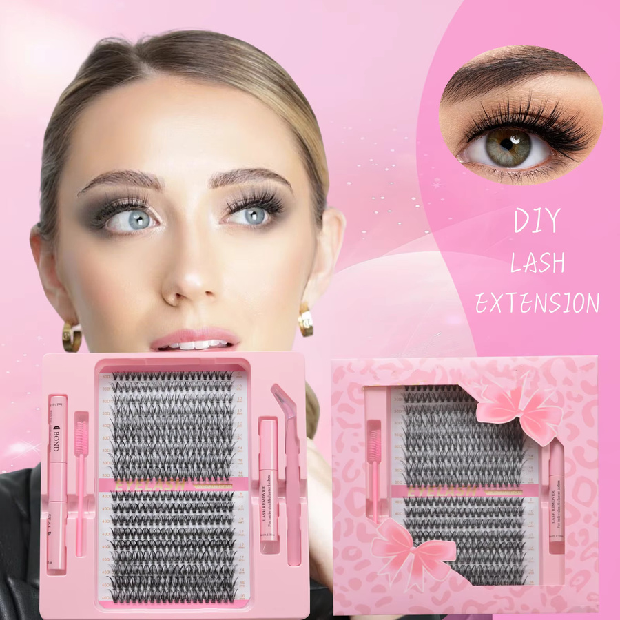 EYENGLE DIY-Wimpernverlängerungsset, 18 Reihen Mix-Cluster-Wimpern mit Kleber und Pinzette, Unisex - Bild 4