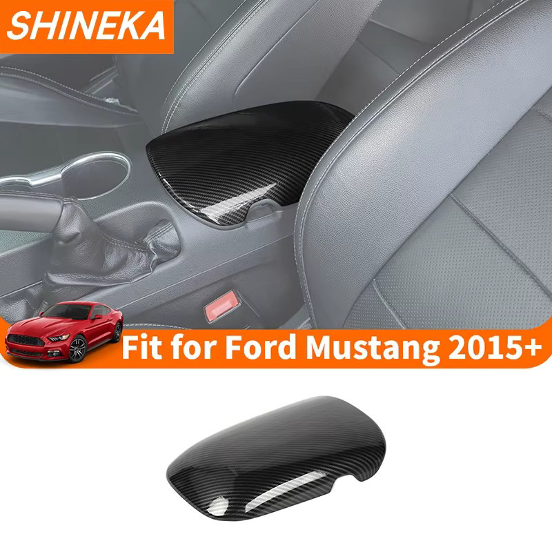 SHINEKA Carbon Faser Dekoration für Ford Mustang ab 2015 Mittelkonsole Armlehne Box Panel Abdeckung in Schwarz - Bild 2