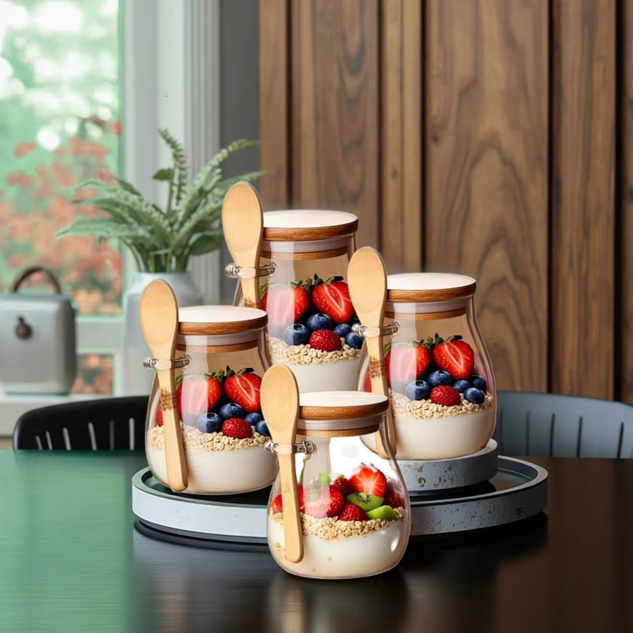 Untior Gewürzglas aus Glas mit Deckel und Löffel, transparentes Aufbewahrungsglas für Zucker, Tee oder Kaffee - Bild 6