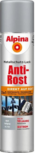 Alpina Metallschutz-Lack Anti-Rost Spray Hellgrau matt 400 ml - Bild 1