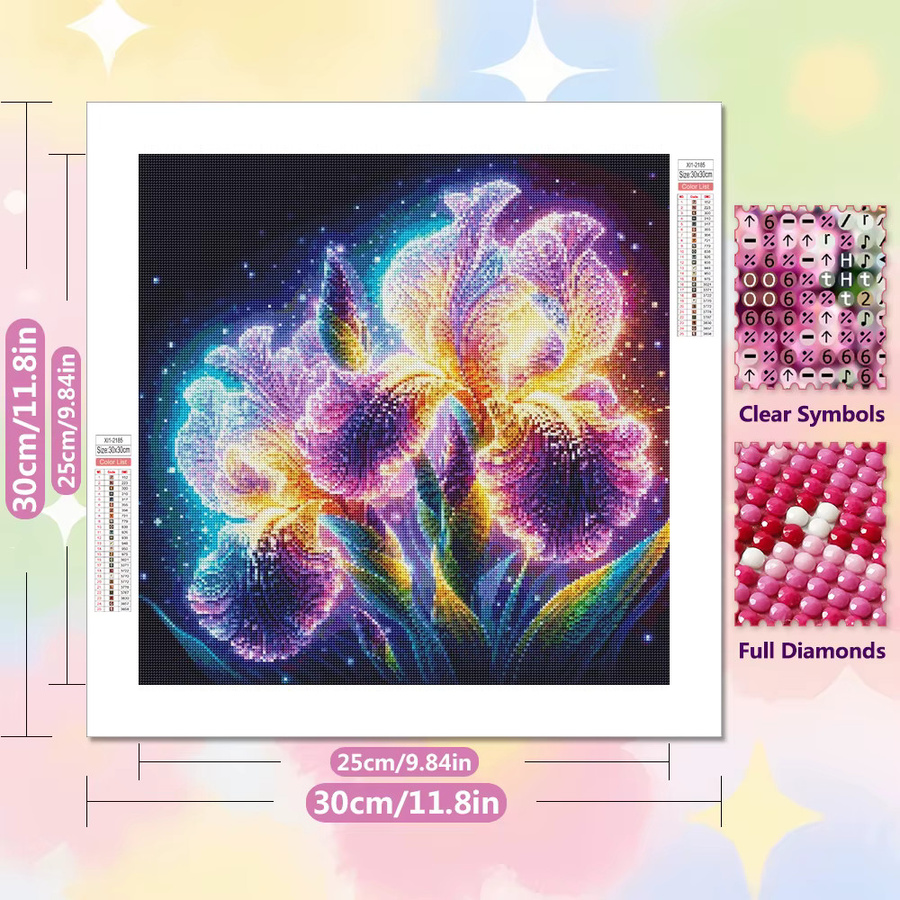 EverShine DIY Diamantmalerei Iris Blume 5D Mosaik Bild mit runden Steinen in Multicolour, B/H: 20 x 20 cm - Bild 2