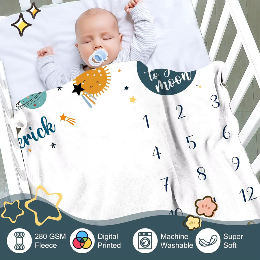 VIKAMA Babydecke aus Fleece als Meilenstein-Fotohintergrund für Jungen und Mädchen - Bild 3