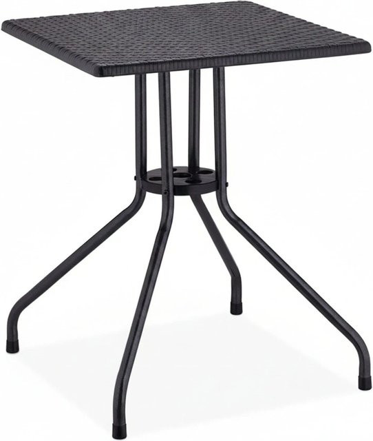 Relaxdays Gartentisch in Rattan-Optik aus HDPE und Stahl, Schwarz, B/T/H: 61 x 61 x 75 cm - Bild 1