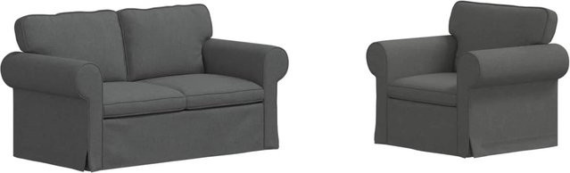 vidaXL Ecksofa 2-teilig Dunkelgrau mit Stoffbezug und Metallrahmen B/T/H: 155 x 82 x 80 cm - Bild 1