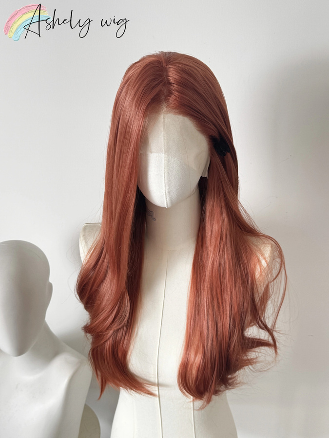 Ashely wigs Lace-Front-Perücke, rot-orange, gewellt, 66 cm, Damen - Bild 2