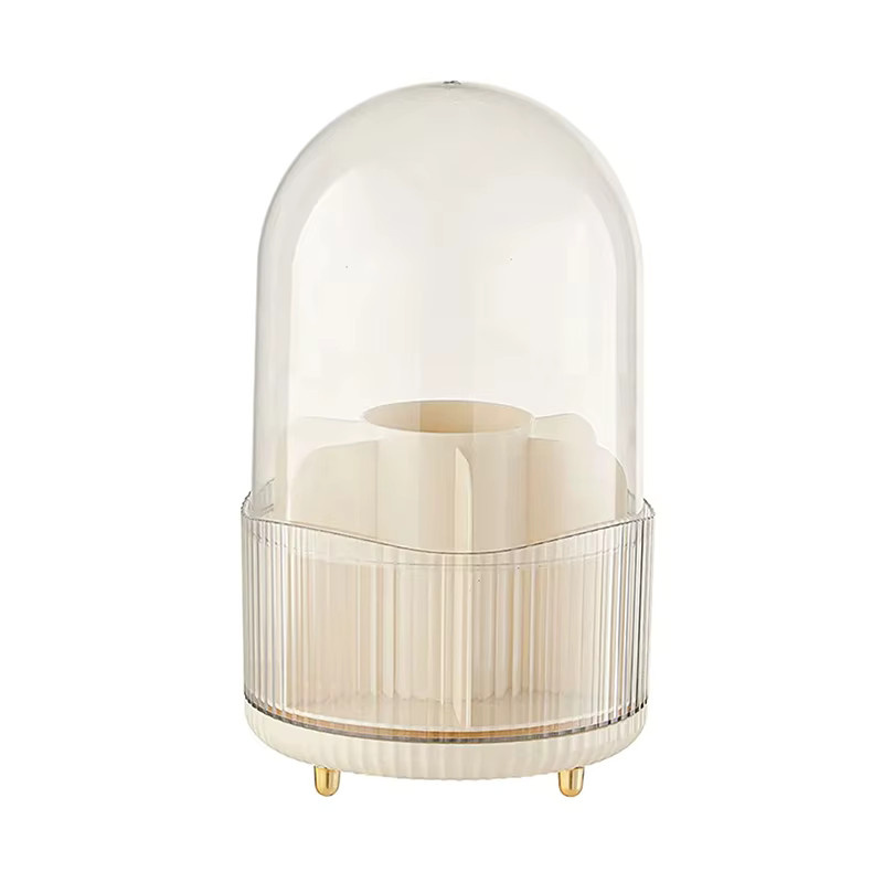 Transparente Kosmetik-Aufbewahrungsbox aus Acryl mit Deckel und Gitterdesign für Make-up, Pinsel und Lippenstift - Bild 2