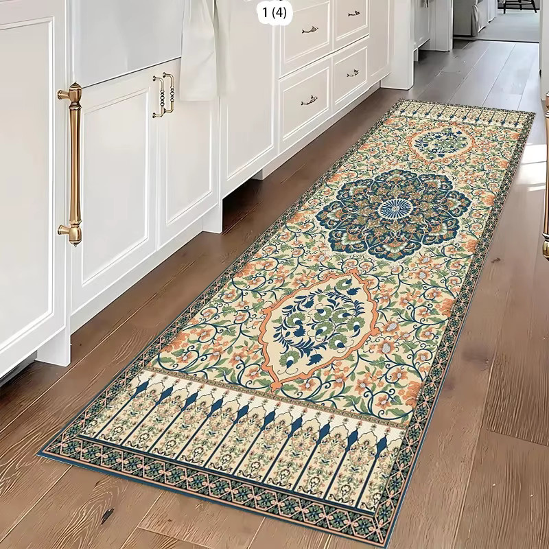 VIKAMA Teppich Langer Läufer im Vintage-Design, Orientalisch, Mehrfarbig, Rutschfest und Pflegeleicht, Breite: 120 cm - Bild 1