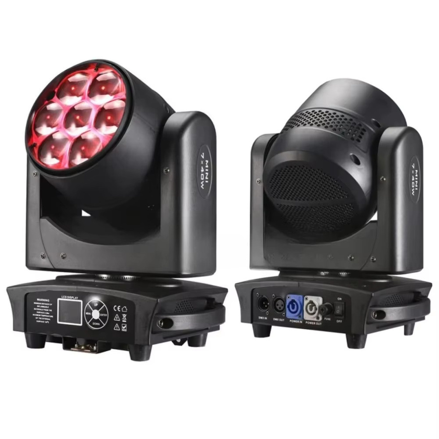Carinamoba Bee Eye Zoom Moving Head 7x40W RGBW 4in1 LED Bühnenlicht für DJ, Disco und Nachtclub in Schwarz - Bild 2