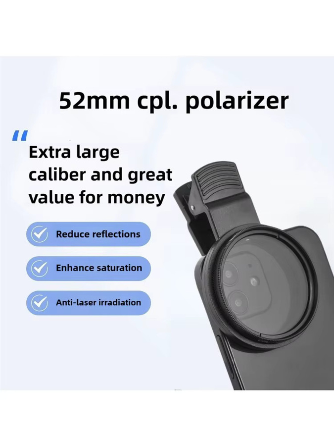 Maerknon Polarisiertes Smartphone-Kameraobjektiv 52 mm in Schwarz zur Verbesserung von Farbsättigung und Kontrast - Bild 7