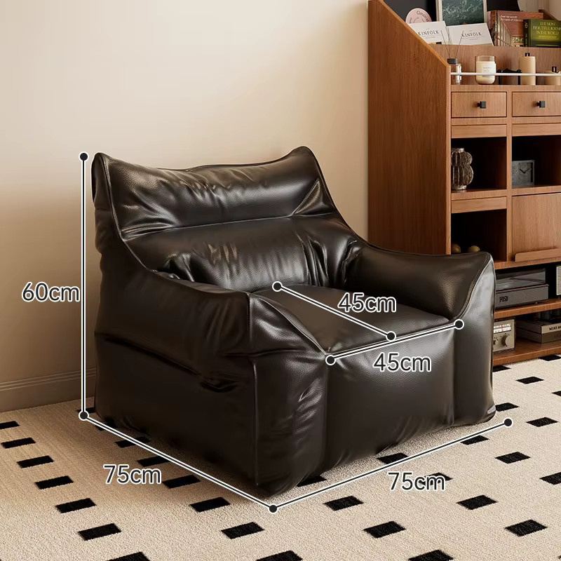 LIUSHADUOLA Lazy Sofa Sitzsack aus Kunstleder mit Armlehnen für Büro und Wohnzimmer in Orange oder Schwarz - Bild 3