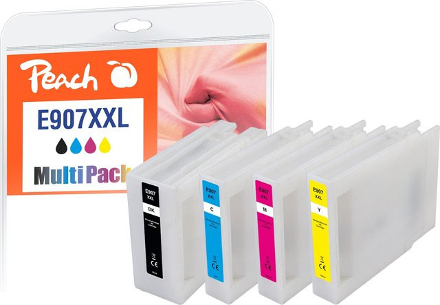 Peach E907 XXL Druckerpatronen XL Set (Schwarz und Multicolor) für Epson Workforce Pro WF-6090 DW, wiederaufbereitet - Bild 1
