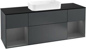 V&B Waschtischunterschrank Finion mit Wandbeleuchtung, Breite: 160 cm, Tiefe: 50,1 cm, Höhe: 50,1 cm, lackiert in matt blau - Bild 1