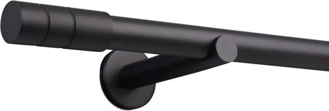 Deco-Raum Gardinenstange nach Maß, 1-Lauf Zylinder, Durchmesser: 25 mm, Farbe: Schwarz, Länge: 130 cm - Bild 1