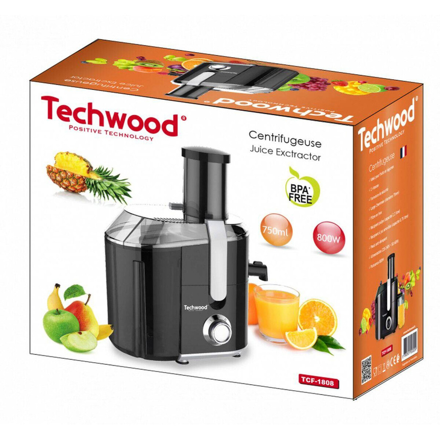 Techwood Entsafter TCF1808 Zentrifugalsaftpresse in Schwarz aus Metall und Kunststoff mit 2,2 l Fassungsvermögen, B/H/T: 33 x 36 x 19 cm - Bild 3