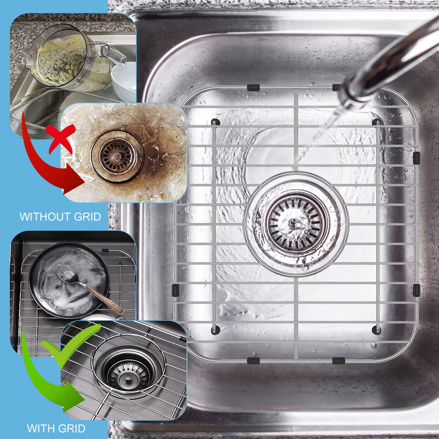 Willstar Spülgitter Set aus Edelstahl in Silber, 2 Stück Spülenboden Protektoren und Abtropfgestell für Obst und Gemüse - Bild 2