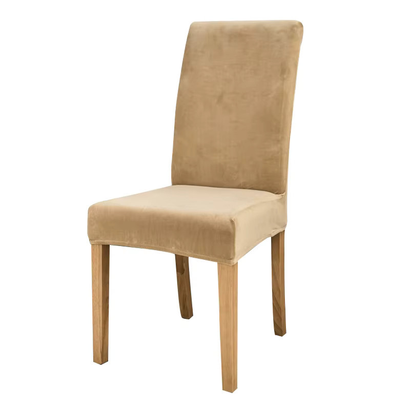 Yupartex Esszimmerstuhlbezüge aus weichem Samt in Beige, elastische Stuhlhussen mit hoher Rückenlehne für Zuhause, Hotel und Büro - Bild 3