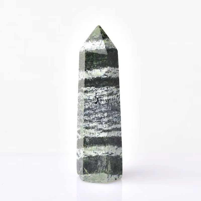 RYCRYSTAL Naturstein Obelisk aus grünem Zebrastreifen Quarz als Heilkristall-Ornament für Reiki und Wohnkultur - Bild 6