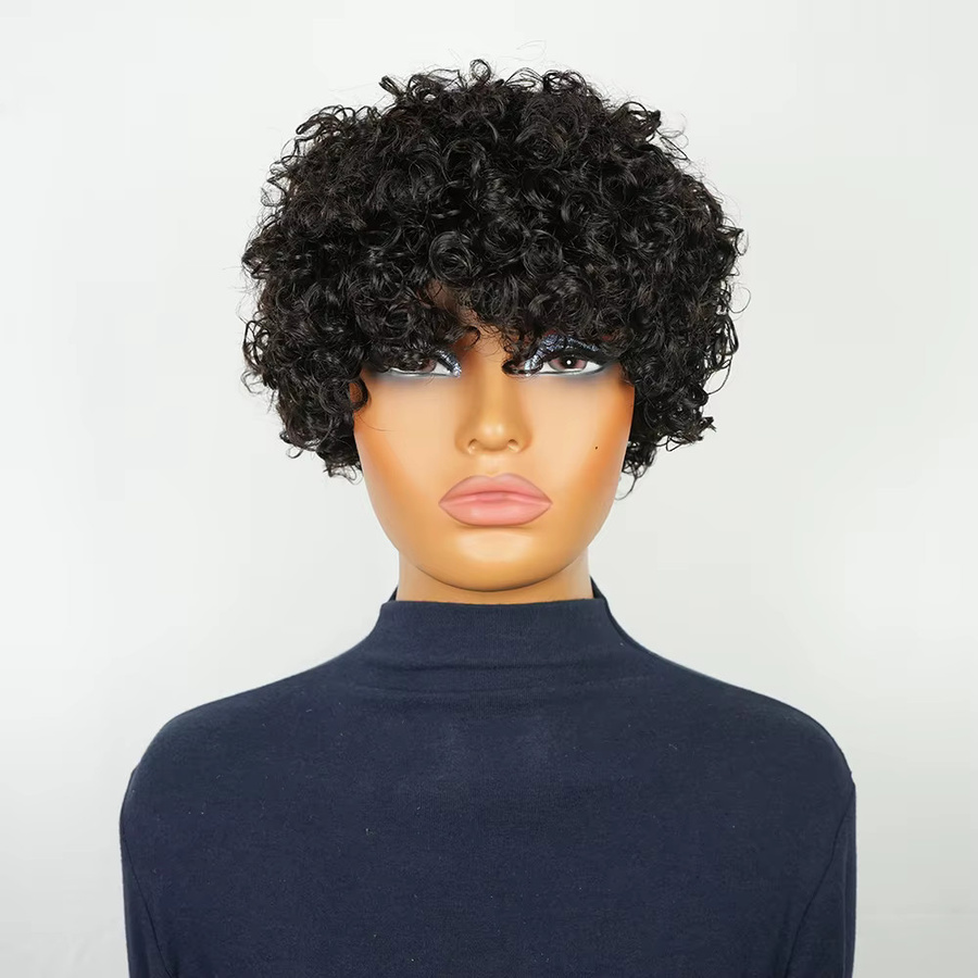 OYM HAIR Pixie-Schnitt Echthaar-Perücke, lockig, Damen - Bild 3