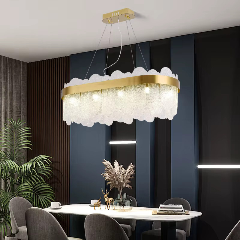 HomeLover Moderner LED Kronleuchter aus Gold Metall und Kristallglas für Esszimmer und Hotel Lobby - Bild 4