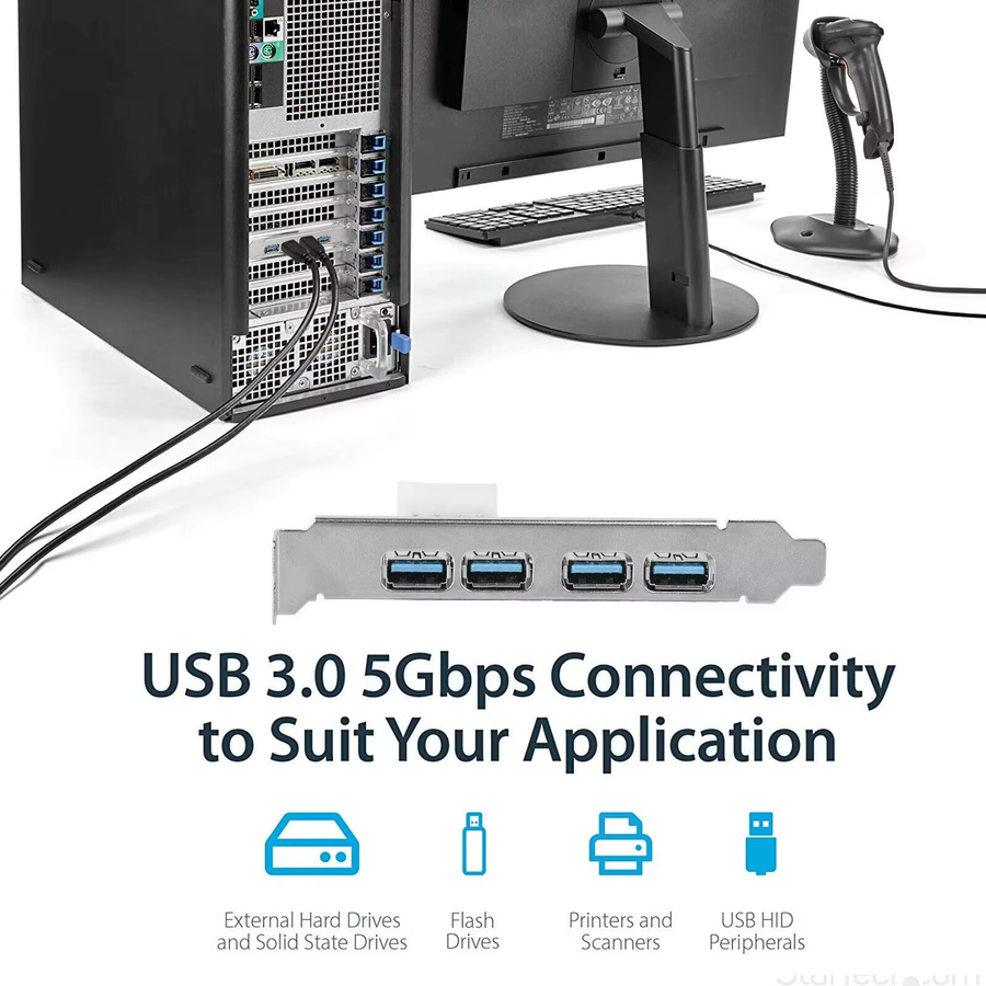 Kebidumei USB 3.0 PCI-E Erweiterungskarte mit 4 Ports, 5Gbps USB 3.0 Controller PCIe-Adapter, Schwarz - Bild 3