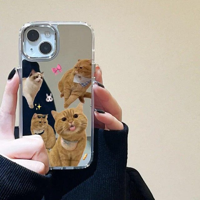 Stoßfeste iPhone Handyhülle mit süßem Katzen-Design in Transparent für iPhone 15 14 13 12 11 Pro Max und weitere Modelle - Bild 1