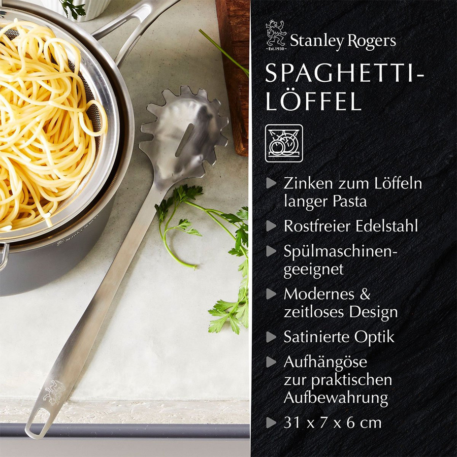 Stanley Rogers Spaghettilöffel aus Edelstahl in Silber mit mattem Satin-Finish, Länge: 31 cm - Bild 3