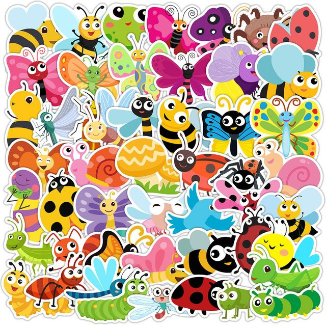 50 Stück wasserfeste Cartoon-Insekten-Graffiti-Aufkleber in Multicolour von BulingBulingStickers Store - Bild 1
